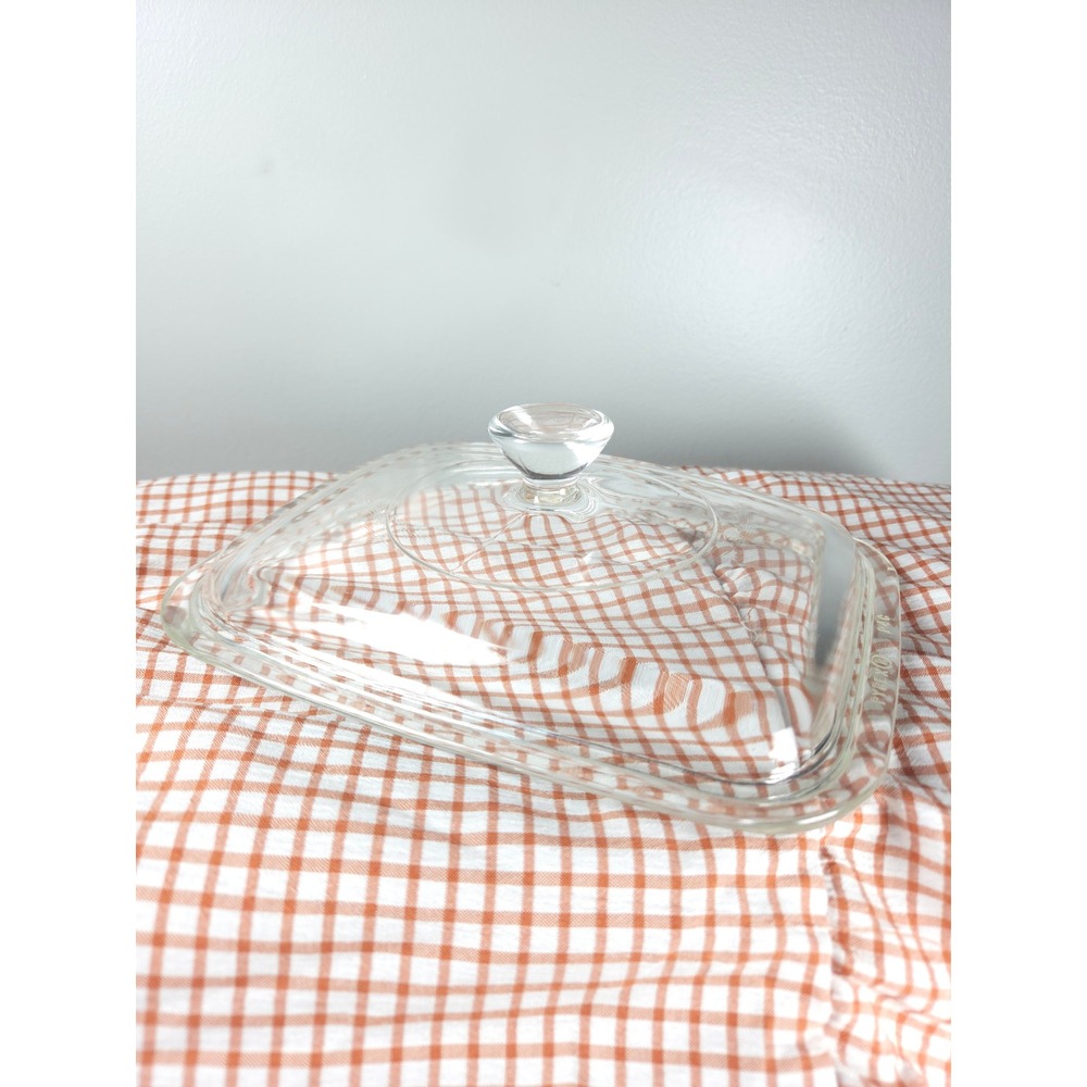 Pyrex P-4-C Clear Glass Square Casserole Lid Replacement 7 Inch Vintage